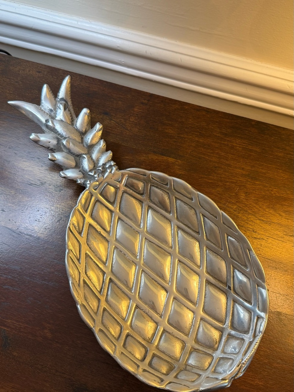 Silver Pineapple Decorative Tray - Metallic Accent